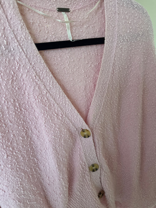 Free People Pink boucle v neck