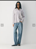 Babaton cotton stripe Polo white