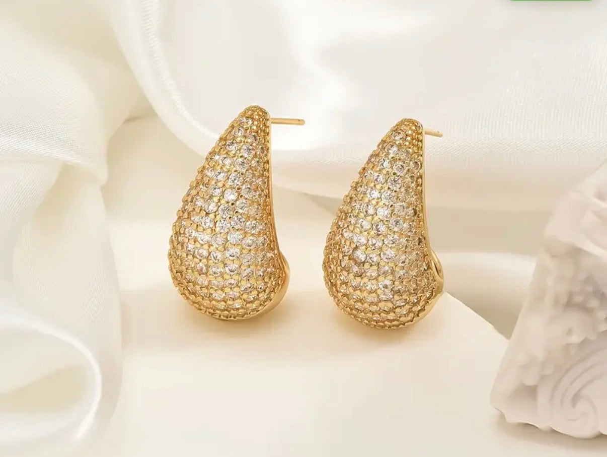 Diamond Embossed Teardrop Earring