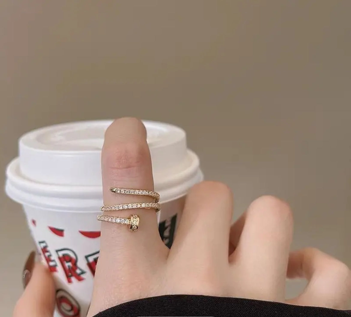 Adjustable Luxe Diamond Nail Ring
