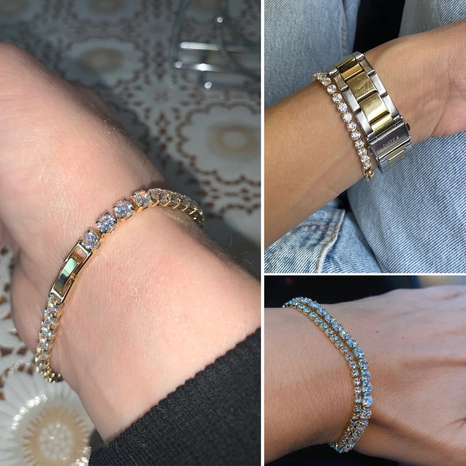 Diamond Tennis Bracelet Gold 2mm