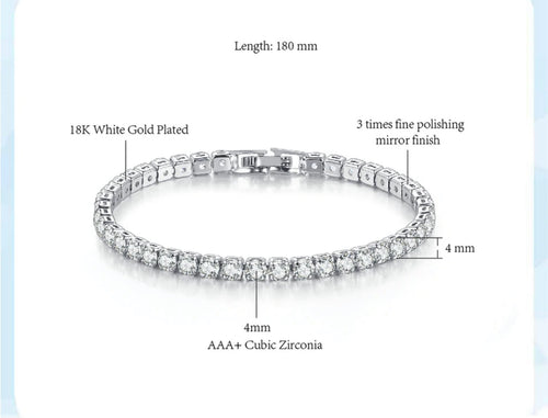 Diamond Tennis Bracelet (2MM, 3MM, 5MM)