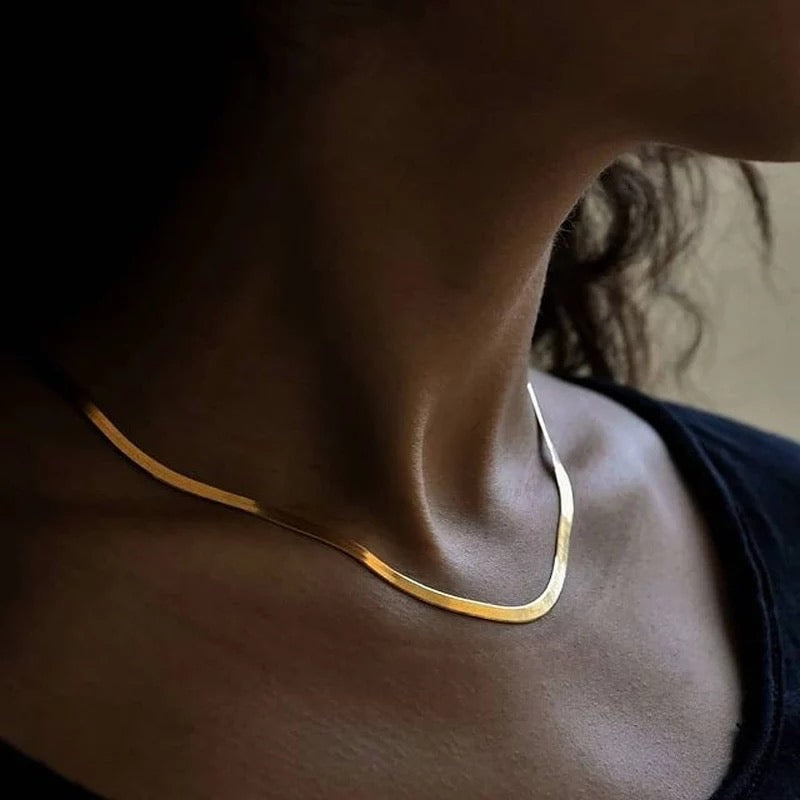 Herringbone Necklace Gold