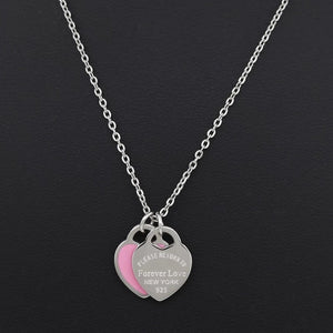 Forever Love NYC Heart Necklace - Silver Pink