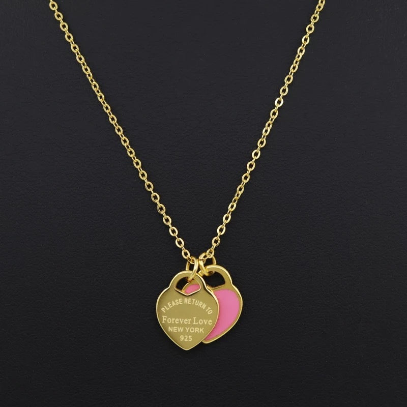 Forever Love NYC Heart Necklace - Pink