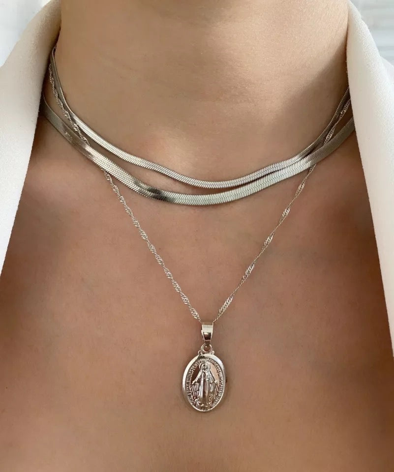 Herringbone Necklace Silver
